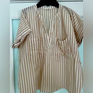 Splendid size L tan and white stripe top